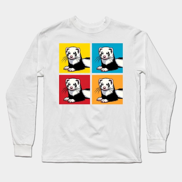 Pop Ferret Art - Cute Ferrets Long Sleeve T-Shirt by PawPopArt